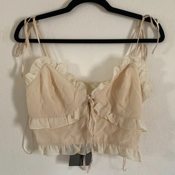 Le Lis Tops - Le Lis Cream Ruffle Crop Top